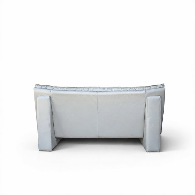 Vintage Nicoletti Italia Postmodern Gray Leather Loveseat, Italy, 1980s For Sale - Image 14 of 18