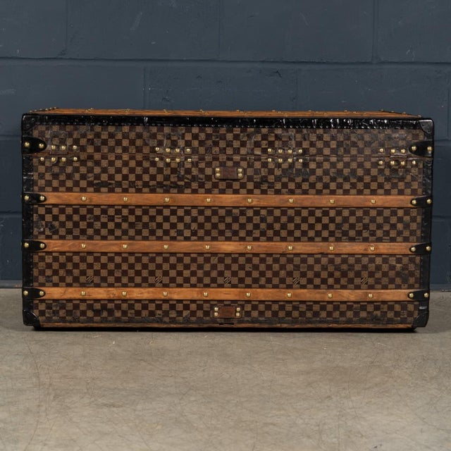 1900 - 1909 Antique French Trunk in Damier Canvas from Louis Vuitton, 1900 For Sale - Image 5 of 18