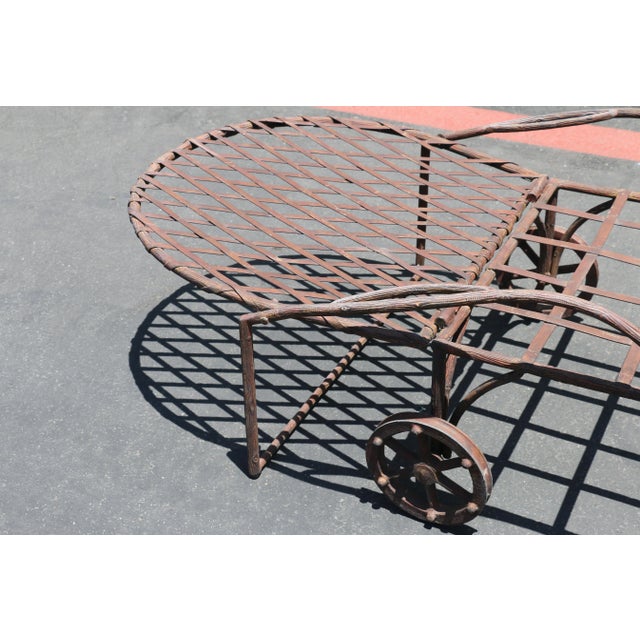 Brown 1950s Twig Wrought Iron Outdoor Chaise Lounge by Rose Tarlow Melrose House, Attributed - Set of 2 For Sale - Image 8 of 12