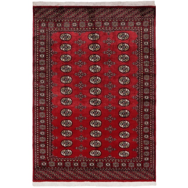 Rustic Bokhara Mann Red/Beige Hand Knotted Wool Rug For Sale - Image 10 of 10
