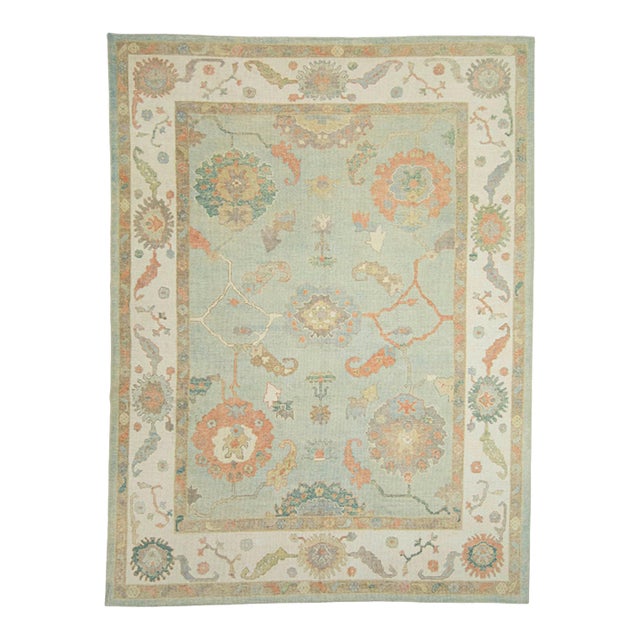 Turkish Oushak Rug 9'4" x 12'5" For Sale