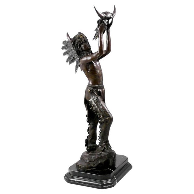 Brown 19th Century Bronze Sculpture Representing an Indian American For Sale - Image 8 of 8