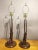 Pair of Mid-Century Carved Walnut Antelope head Lamps Dimensions: 27" from base to top of harp 18" from base to bottom of...