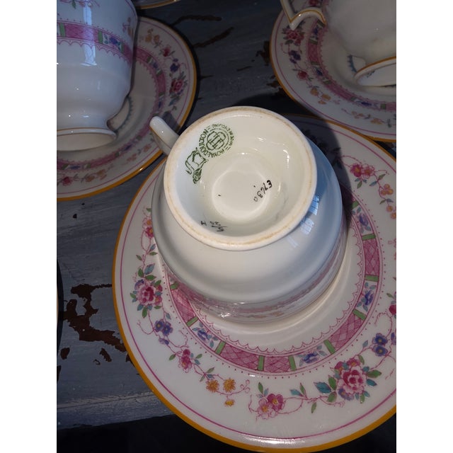 Antique Royal Doulton Footed Cups and Saucers Pattern E4630 For Sale In San Antonio - Image 6 of 6