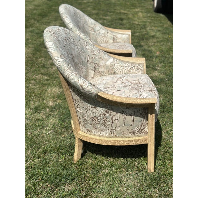 Tan Vintage Barrel Back Chairs, Reupholstered, a Pair For Sale - Image 8 of 8