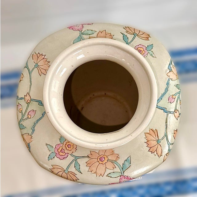 Chinese Cabbage Rose Chinoiserie Vase For Sale In New York - Image 6 of 11