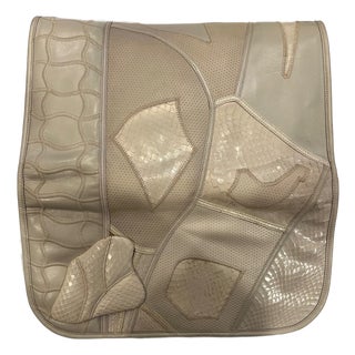 Vintage Bags by Varon Patchwork Exotic Leather Convertible Clutch Shoulder Bag For Sale