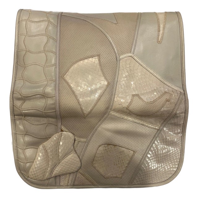 Vintage Bags by Varon Patchwork Exotic Leather Convertible Clutch Shoulder Bag For Sale