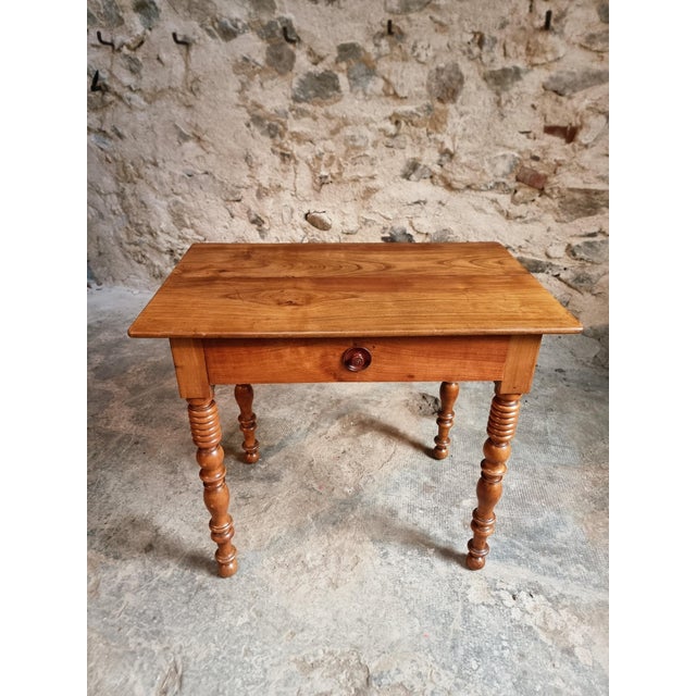 Antique French Walnut Writing Table with Drawer, 1900s For Sale - Image 10 of 16