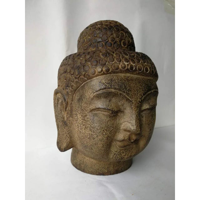 Stone Hand Carved Stone Buddha Head For Sale - Image 7 of 11