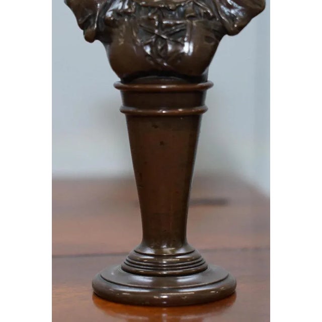 Victorian Solid Miniature Bronze Bust Statues, Set of 2 For Sale - Image 12 of 18