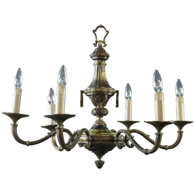 Metal 1950 Vintage French Metal 6 Light Chandelier For Sale - Image 7 of 7