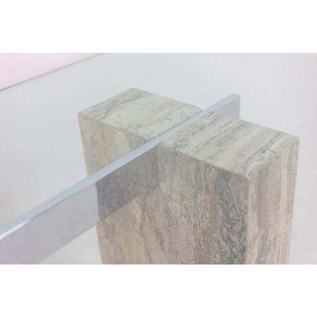 Glass Console in Glass and Travertine. 1980s. For Sale - Image 7 of 9