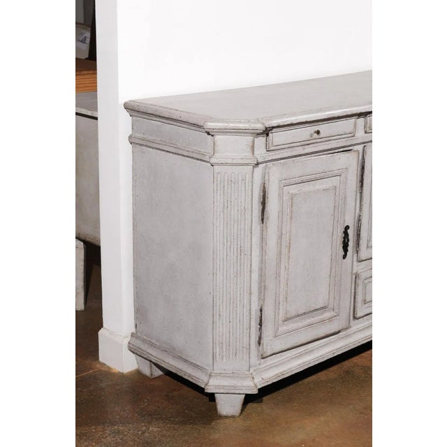 Century Late 18th Century Swedish Gustavian Painted Wood Sideboard with Fluted Pilasters For Sale In Atlanta - Image 6 of 12