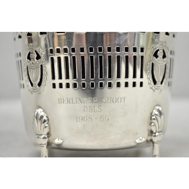 Mid 20th Century Barker Ellis English Regency Silver Plated Award Sugar Basket W/ Cobalt Blue For Sale - Image 4 of 15