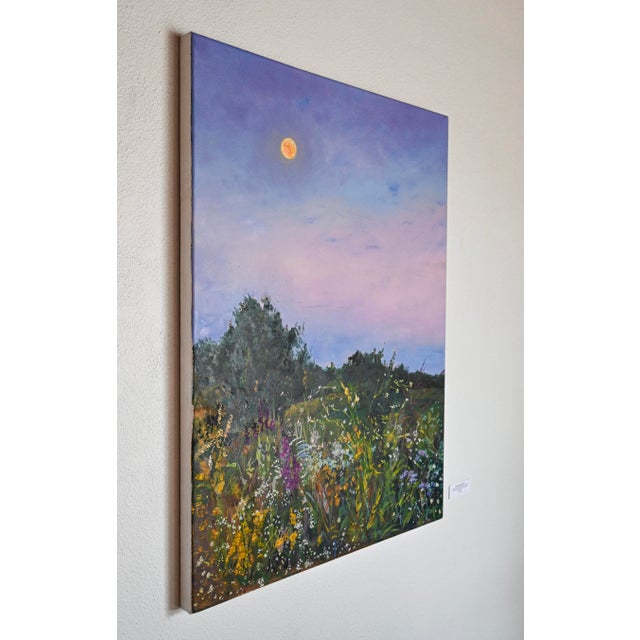 Sunset painting by Ekaterina Popova featuring a landscape view of trees and plants in front of a gorgeous skyline.