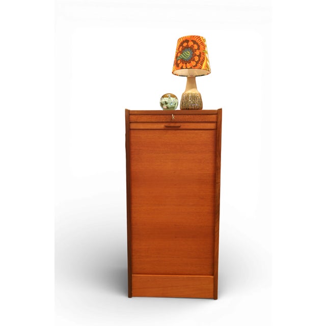 Danish Teak Filing Cabinet with Louvered Door, 1960s For Sale - Image 9 of 14