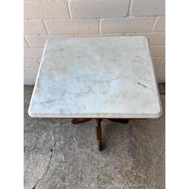 Late 19th Century Antique Eastlake Marble Top Lamp Table / Parlor Table For Sale - Image 5 of 7