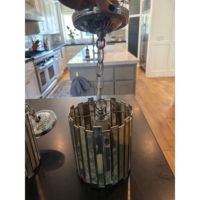 Worlds Away Antique Mirror Faceted Mini Pendant For Sale In Los Angeles - Image 6 of 8