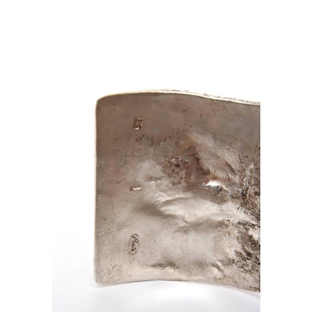 Metal Vintage Italian Sterling Silver Cut Out Cuff Bracelet Signed 80's For Sale - Image 7 of 10