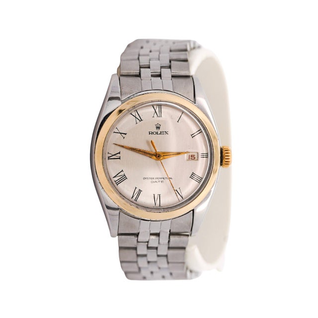 Rolex Vintage Rolex Oyster Perpetual Date Two-Tone Steel & Gold Jubilee Bracelet Watch For Sale - Image 4 of 9
