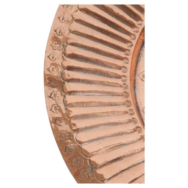 Antique Hand-Hammered Copper Tray, Geometric Design, India, 1940s For Sale In Palm Springs - Image 6 of 11