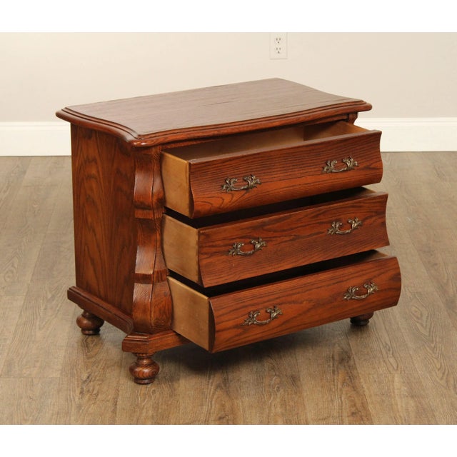 Hekman Furniture Hekman Baroque Style Pair of Oak Bombe Chest Nightstands For Sale - Image 4 of 12