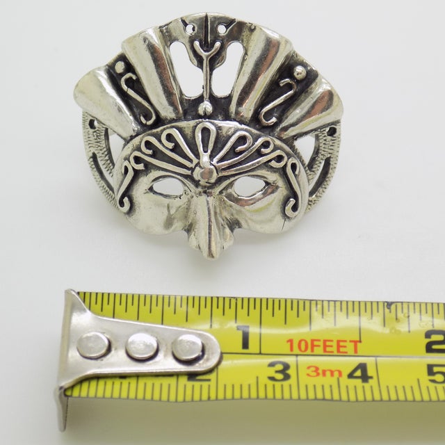 Vintage Italian Handmade Genuine Silver Venetian Carnival Mask Figurine Miniature For Sale - Image 10 of 10