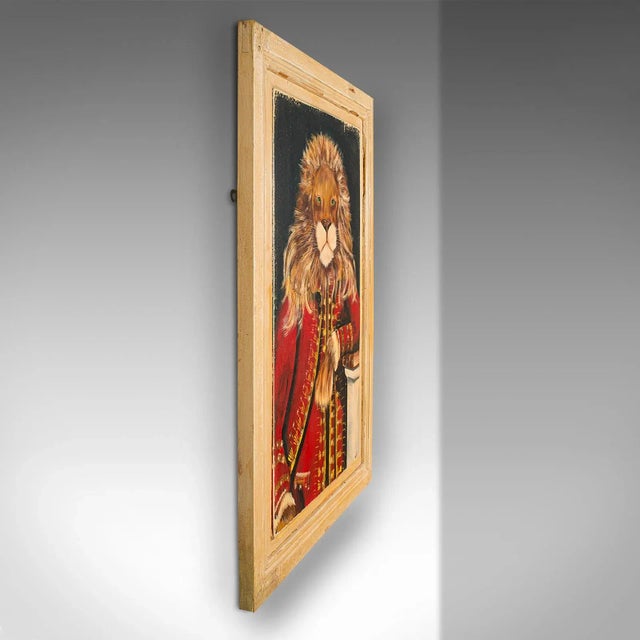 Victorian 1970s Vintage Victorian English Pine Lion Portrait For Sale - Image 3 of 9