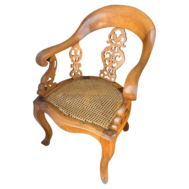 Regency Oak Library Chair with Pierced Decorative Rear & Sides Fitted with Caned Seat from Jaggards House Grade II Home For Sale - Image 5 of 7