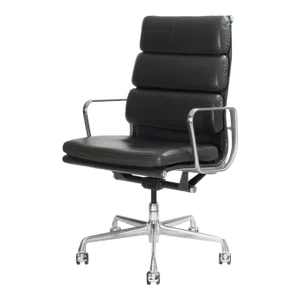 Eames Soft Pad Executive Chairs in Gray Smoke Leather by Charles & Ray Eames for Herman Miller