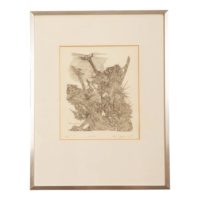 Modernist Zum Licht Etching by Ernst Degasperi, 1972 For Sale