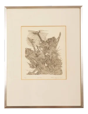 Modernist Zum Licht Etching by Ernst Degasperi, 1972