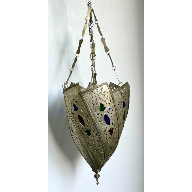 Late 20th Century Vintage Engraved Colored Glass Lantern For Sale - Image 5 of 12