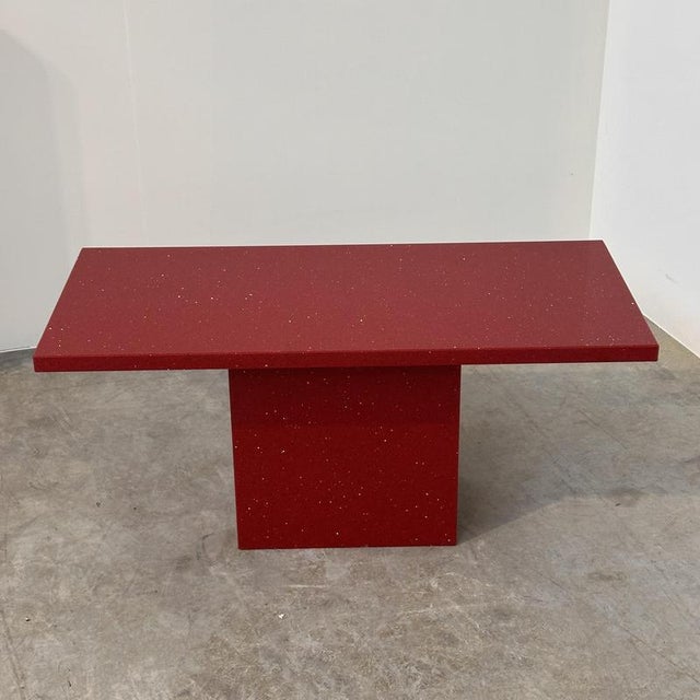 Vintage Italian Red Granite Coffee Table with Silver Flecks, 1980s For Sale - Image 6 of 12