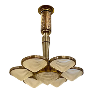 French Art Deco Chandelier Signed by G Leleu