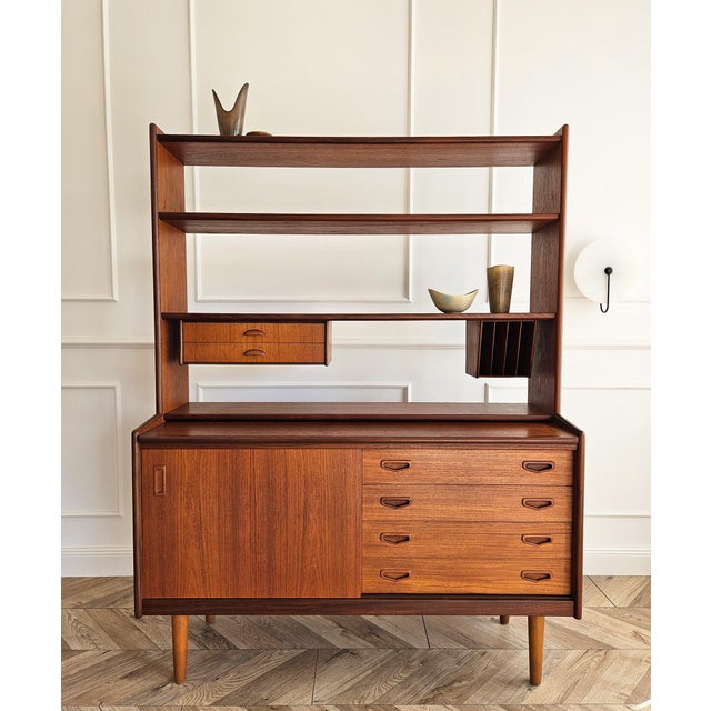 Mid-Century Teak Bookcase with Pull-Out Writing Desk, 1960s For Sale - Image 18 of 18