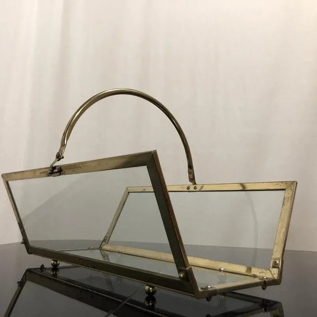 Vintage Brass & Glass Magazine Rack Holder For Sale In Fayetteville, AR - Image 6 of 11