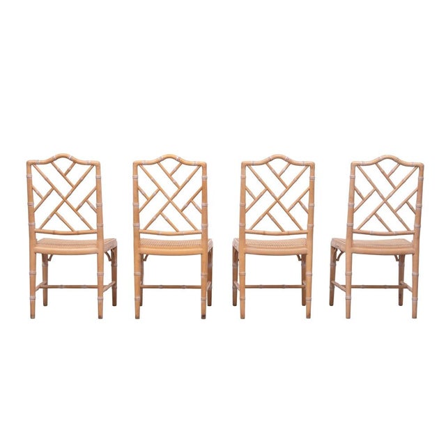 Regency Chippendale Chinese Chairs with Woven Cane, 1970s, Set of 4 For Sale - Image 4 of 12