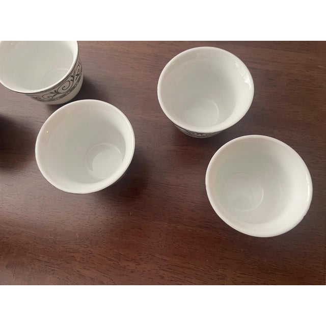 Ceramic 1990s Set of 5 German Fine Porcelain Demitasse Cups Gray Scroll Pattern For Sale - Image 7 of 8