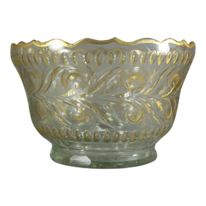 Circa 1750's Anglo-Irish Cut Crystal Glass Bowl With Gilt