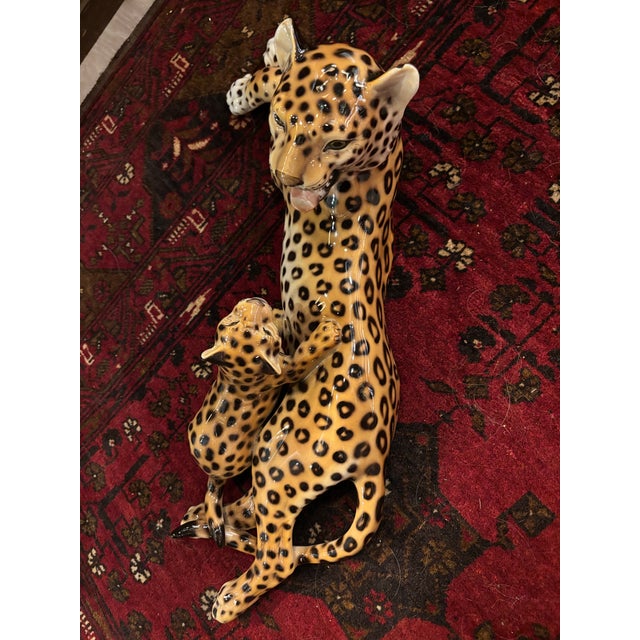 Vintage Ronzan Italian Ceramic Leopard & Cub Sculpture – Model 3/755 [Cm] For Sale In Seattle - Image 6 of 9