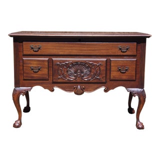 Vintage Lane Queen Anne Mahogany Shell Carved Cedar Chest Colonial Low Boy Trunk For Sale