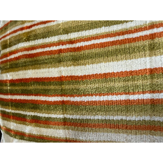 Sienna Earth Toned Striped Velvet Throw Pillows, Set of Four For Sale - Image 8 of 12
