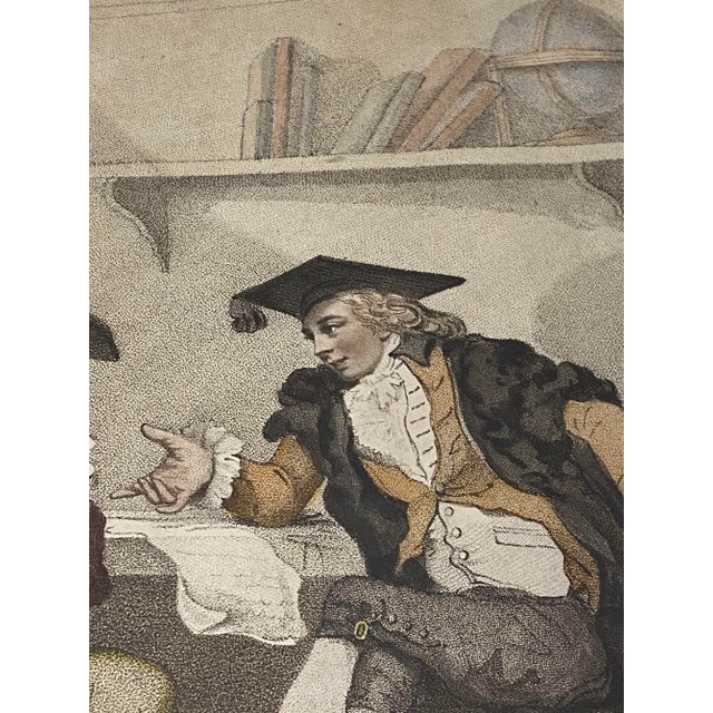 Brown Edward Williams "A College Scene" After Thomas Rowlandson Color Engraving C.1787 For Sale - Image 8 of 13