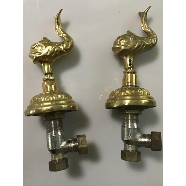 Metal Mid 20th Century Sherle Wagner Style Brass Bronze Phylich Dolphin Faucet / Escutcheon - a Pair For Sale - Image 7 of 7
