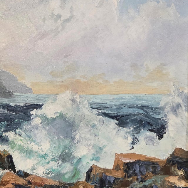Late 20th Century Dorothy A. Gordoy Carmel Surf California Coastal Oil Painting For Sale - Image 5 of 9