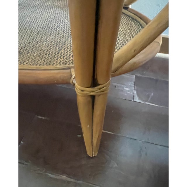 Vintage McGuire Style Bentwood Rattan Bamboo Serving Table / Bar Cart With Removable Tray For Sale - Image 12 of 15
