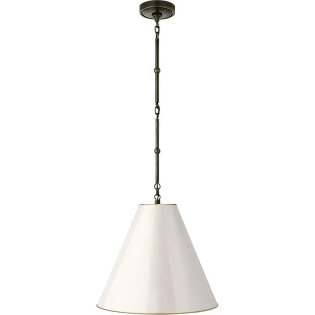Goodman Small Hanging Light in Bronze with Antique White Shade Designer: Thomas O'Brien Min. Custom Height: 18.5" O/A...