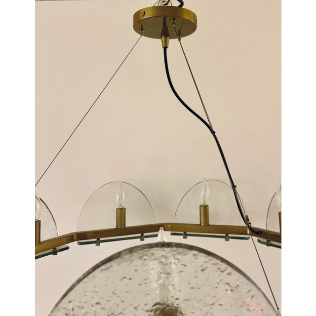 Modern Arteriors Modern Brass and Textured Glass Mendez Chandelier For Sale - Image 3 of 6